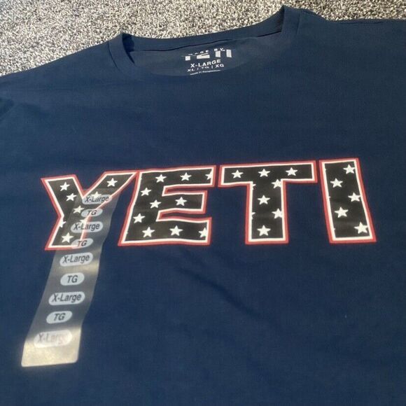 YETI Coolers USA American Flag Stars T-Shirt Navy Blue Tee Men's Size XL NEW - Picture 2 of 5